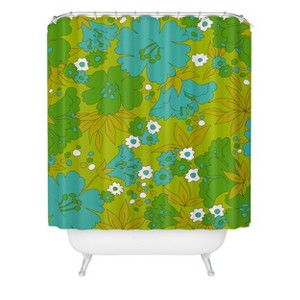 Deny Designs Eye Stigmatic Design Retro Shower Curtain Blue : Microfiber, Machine Washable, Non-Slip Backing - 1 of 3