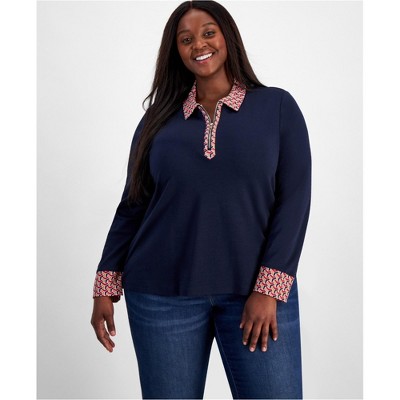 Tommy Hilfiger Womens Sky Captain Polo Shirt, Blue, 2X