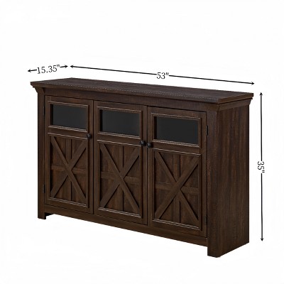 YOOCOZZ 3 Doors Large Buffet Sideboard Bar Wine Cabinet with Large Storage Space for Entryway Coffee Bar