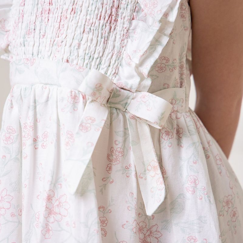 Hope & Henry Girls' Flutter Sleeve Smocked Flower Girl Dress, Kids, 4 of 9