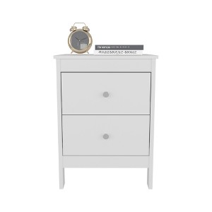 Vynxaria 2-Drawer White Nightstand - Smooth-Glide Drawers, Scratch-Resistant Finish, Multi-Use (Bedroom/Office), High-Quality Materials - 1 of 4