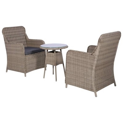 vidaXL Dining Set Brown and Dark Grey PE Rattan and Powder-Coated Steel