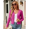 Coolmee Women's Cropped Cardigan Knit ShrugsTops V Neck Button Down Sweaters - 2 of 4