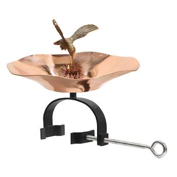 Achla Designs 12.5" Hummingbird Birdbath with Iron Over Railing Bracket Brass