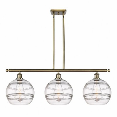 Rochester - 3 Light Stem Hung Island In Industrial Style-12.13 Inches Tall and 36.5 Inches Wide