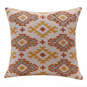 20" Yellow And Rust Cotton Geometric Throw Pillow - 1 of 4