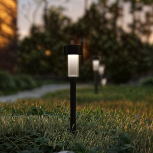Flash Furniture Hartford 12 Pack Black LED Solar Lights Weather Resistant Outdoor Solar Powered Lights for Pathway Garden Yard