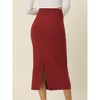 INSPIRE CHIC Women's Elastic High Waist Slit Hem Stretchy Ribbed Knit Bodycon Midi Skirts - 4 of 4