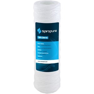 SpiroPure SP-CW10 10 x 2.5 Inch String Wound Polypropylene Sediment Water Filter Cartridge for Clean and Safe Water, 10 Micron (24 Pack) - 1 of 4