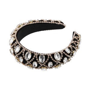 Unique Bargains Women's Bling Rhinestone Faux Crystal Padded Headband 1.57 Inch Wide 1 Pc - 1 of 4