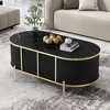 NicBex Modern Luxury Oval Fluted Coffee Table with Storage Cabinets,Marble-Patterned Top & Metal Legs,Living Room Furniture - 2 of 4