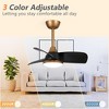 Parrot Uncle 28" Modern Antique Brass LED Ceiling Fan with Light and Remote Small Ceiling Fans with White Blades - 2 of 4