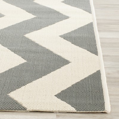 Chevron Grey and Beige Square Indoor/Outdoor Area Rug