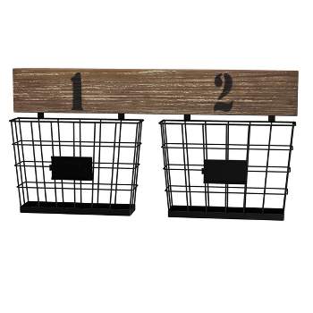 Hastings Home Hanging Double Wire Basket Organizer for Entryway, Office, Home Decor
