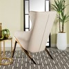 Fabric Upholstered Wingback Accent Chair with Curved Armrests, High-Back and Brushed Bronze Legs - 3 of 4