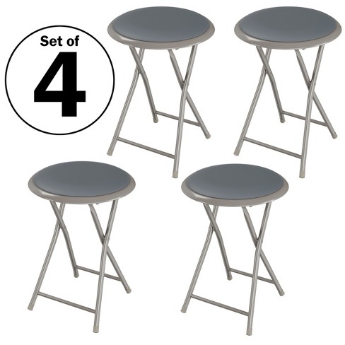 Trademark Home Heavy Duty 24 Inch Folding Stools with Padded Seats Gray Set of 4