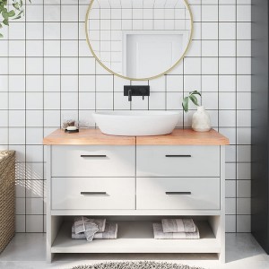 vidaXL Bathroom Countertop Light Brown 47.2 in.x19.7 in.x(0.8 in.-1.6 in.) Treated Solid Wood - 1 of 4