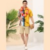 Lars Amadeus Men's Irregular Geometric Color Block Button Down Short Sleeve Shirts - 3 of 4