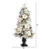 Nearly Natural 4-ft Flocked Artificial Christmas Tree with 223 Bendable Branches and 100 Warm Lights in Decorative Urn - 2 of 4