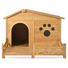 YOOCOZZ Weatherproof Wooden Dog House & Dog Kneel with Asphalt Roof, Raised Floor, Removable Base and Porch - Brown - 2 of 4
