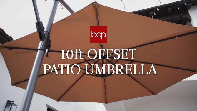Best Choice Products 10ft Solar LED Offset Hanging Outdoor Market Patio Umbrella w/ Adjustable Tilt, 2 of 9, play video
