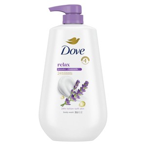 Dove Relax Body Wash Pump - Lavender & Chamomile 24hr Lotion-Soft Skin - 30.6 fl oz - 1 of 4