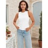 ATHLECHIC Women's Summer Ruched Ribbed Crew Neck Sleeveless Tank Tops 2 Packs - 2 of 4