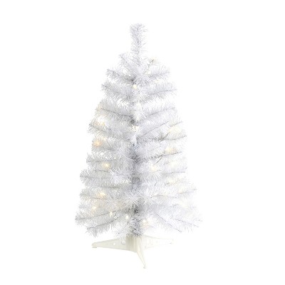 2ft. White Artificial Christmas Tree with 35 LED Lights & 72 Branches – Petite Seasonal Holiday X-Mas Accent