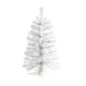 2ft. White Artificial Christmas Tree with 35 LED Lights & 72 Branches – Petite Seasonal Holiday X-Mas Accent - 1 of 4