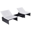 vidaXL Reclining Garden Chair Set of 3 Black and cream white - 2 of 4