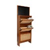 ORRD Narrow Rattan Shoe Cabinet with 3 Flip Drawers & Pegboard, 65"H Free Standing Entryway Storage Organizer for Hallway, 25"W - 3 of 4