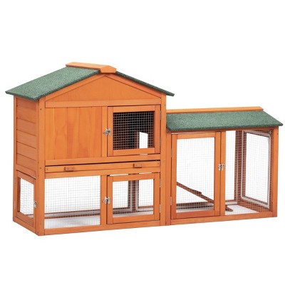 AZL1 Life Concept Pet Crates and Houses Spacious and Secure Animal Hutch Weatherproof Roof Ventilated Design, Orange, 58"*17.4"*33.5"