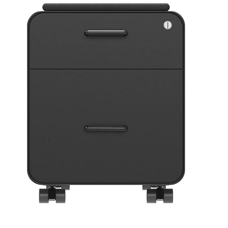 Monoprice Round Corner 2-Drawer File Cabinet - Black, Lockable With Seat Cushion - Workstream Collection, 5 of 9