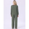 INSPIRE CHIC Womens Ribbed Knit Fuzzy Pajamas Long Sleeve Top and Pants Outfits Lounge Sets - 4 of 4