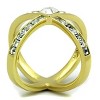 Slickblue Women's Crossed Band Ring in IP Gold Stainless Steel with Square-Cut Center Synthetic Crystal, 7g, size 5–10 - 4 of 4