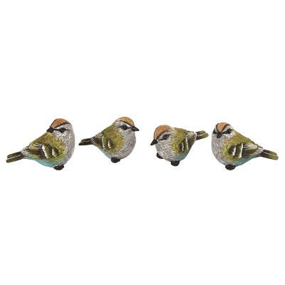Transpac Small Resin Green Bird Set of 4 Decorative Figurines Multicolored Spring Tabletop Decor Indoor Gift Accents