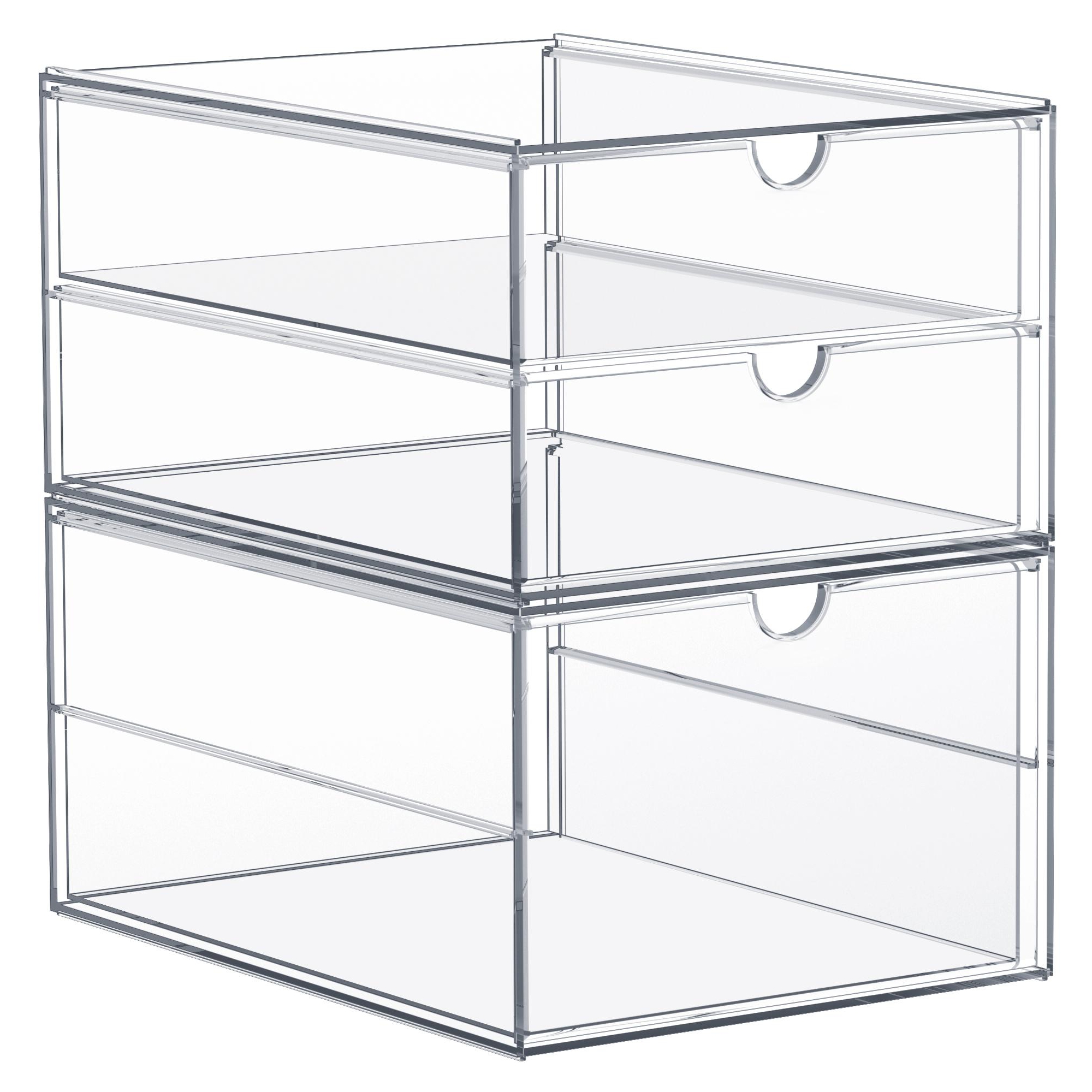 Sorbus 2 Pack 3-Drawer Clear Stackable Storage Organizer - Bathroom, Laundry Room & Home Countertop Drawer System