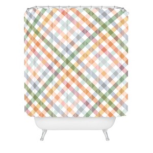 Ninola Design Countryside Gingham Picnic Diagnol Shower Curtain Green - Deny Designs: Polyester, Machine Washable, Ring Top - 1 of 4
