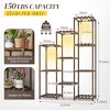 4-Tier Wooden Plant Stand with Grow Light - Indoor Ladder Shelf for Living Room, Balcony or Corner - Carbonized Wood & Space-Saving - 3 of 4