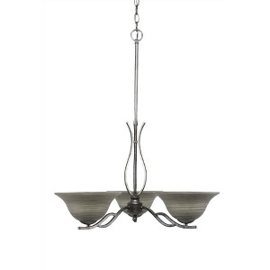 Toltec Lighting Revo 3 - Light Chandelier in  Aged Silver with 10" Gray Linen  Shade - 1 of 1