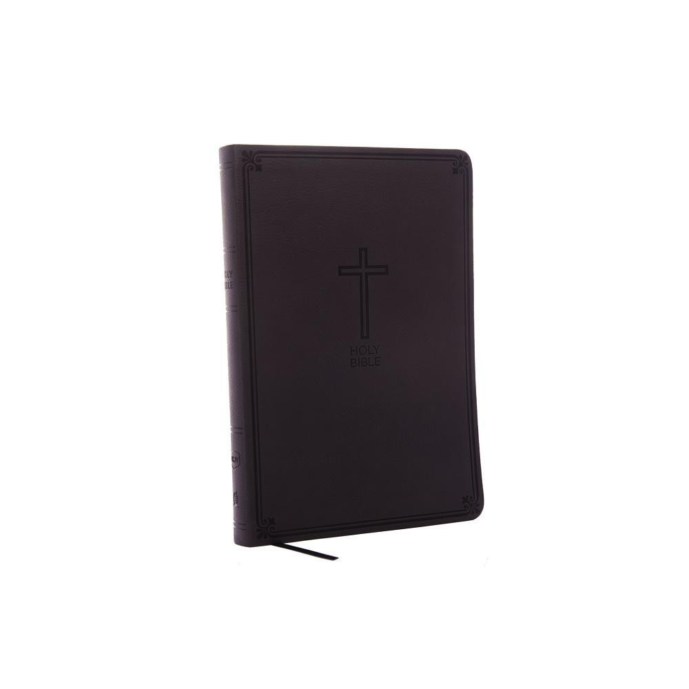NKJV, Value Thinline Bible, Large Print, Imitation Leather, Black, Red Letter Edition - by Thomas Nelson (Leather Bound)