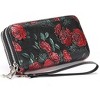 BEAFUP Women's Wallet,Creative Floral PrintLarge Capacity Double Zip Leather Wallet,RFID Blocking and Wristlet,(Random Print) - 2 of 4