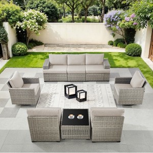 Outdoor Sectional Sofa Patio Furniture Sets with Thickened Cushions - 1 of 4