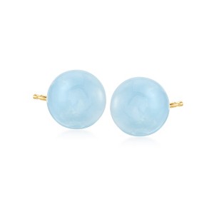 Ross-Simons 13.00 ct. t.w. Milky Aquamarine Stud Earrings in 14kt Yellow Gold - 1 of 4