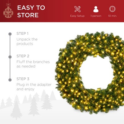 36" Pre-Lit Artificial Fir Christmas Wreath with LED Lights