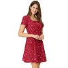Allegra K Women's Printed Summer Casual Square Neck Short Sleeve Fit and Flare Dress - 2 of 4