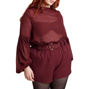ELOQUII Sheer Balloon Sleeve Blouse - 1 of 4
