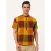 Lars Amadeus Men's Short Sleeves Stand Collar Color Block Shirts - 3 of 4