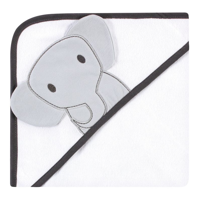 Hudson Baby Unisex Baby Cotton Rich Hooded Towels, Modern Elephant, One Size, 5 of 7