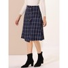 Allegra K Women's Plaid Vintage Faux Wrap Buttons Midi High Waist Skirt - 2 of 4